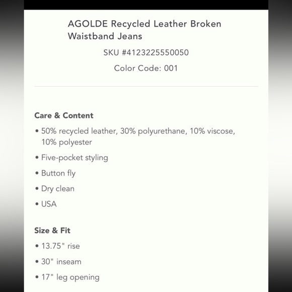 Agolde recycled leather broken waistband jeans - Picture 7 of 7
